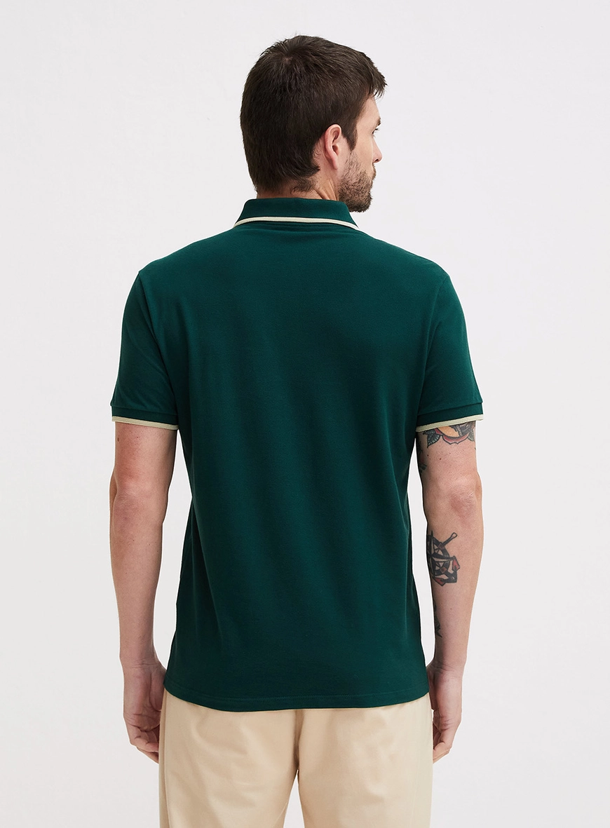 Polo Masculina Muscle Com Detalhes Verde