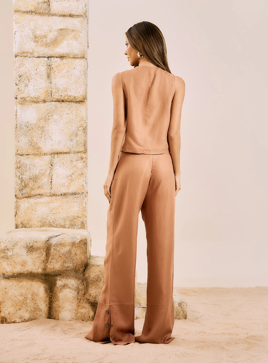 Calça Pantalona Alfaiataria Marrom 2