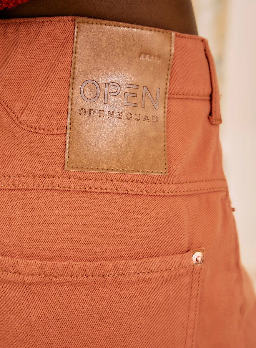 Short Jeans Cintura Alta Laranja 4
