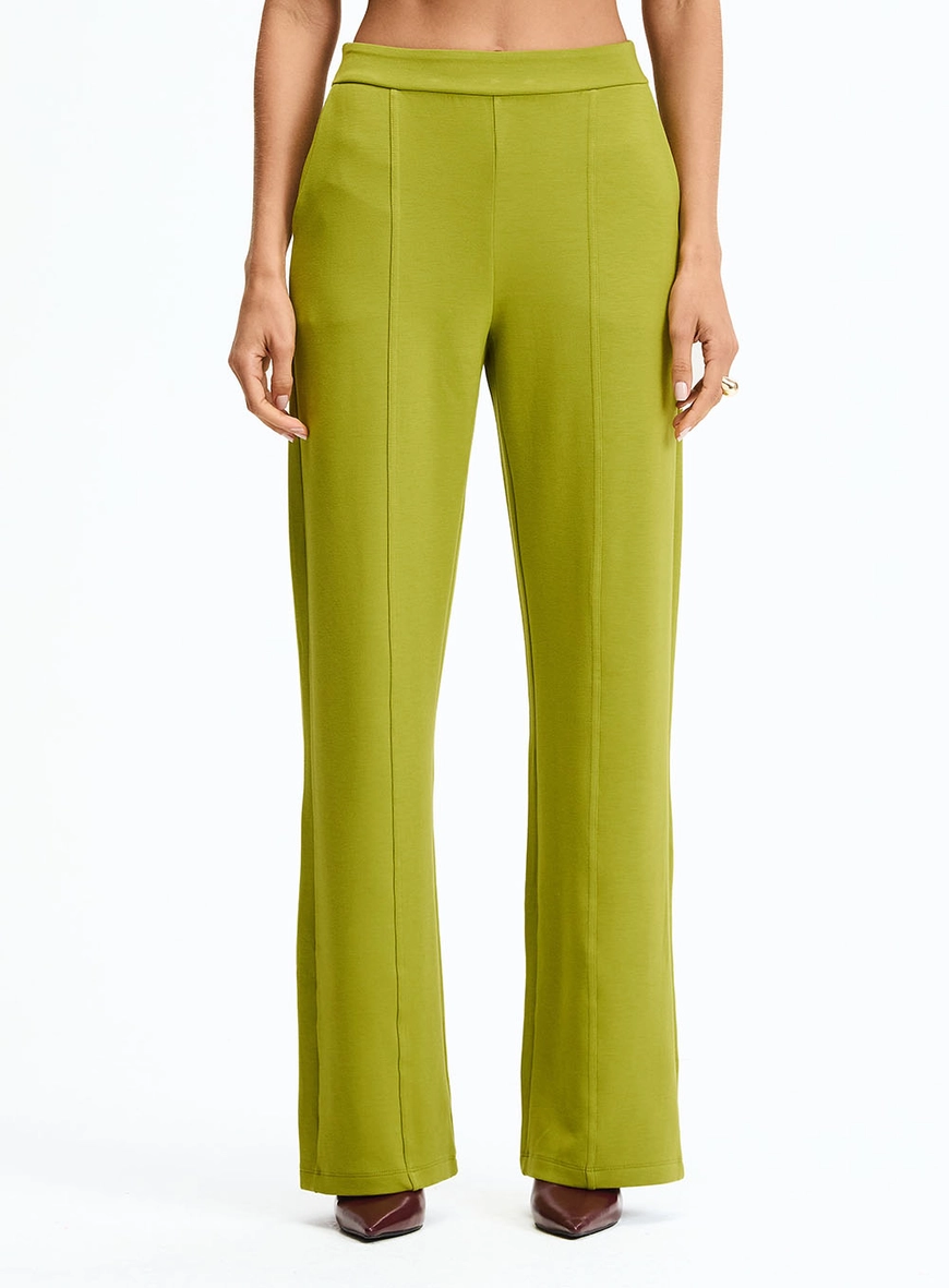 Calça Feminina Reta Com Nervuras Verde 2