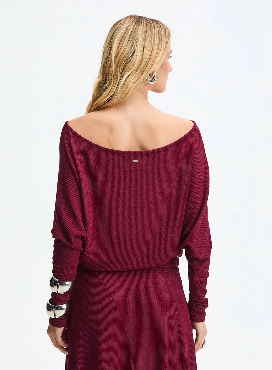 Blusa Oversized Manga Longa Bordo 2