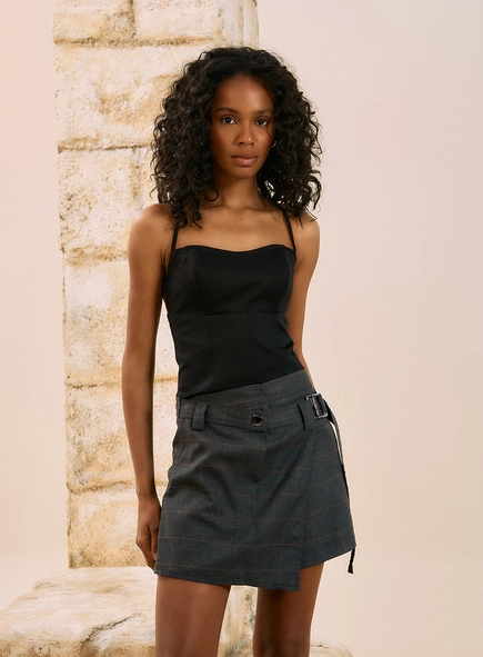 Short Saia De Alfaiataria Xadrez