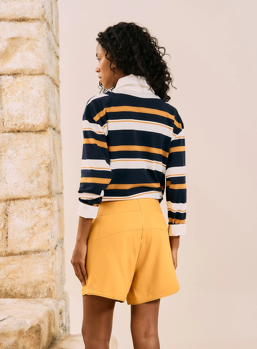 Short Alfaiataria Com Amarração Frontal Amarelo 3