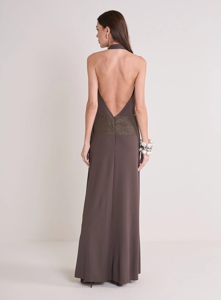 Vestido Longo Frente Única Com Detalhe