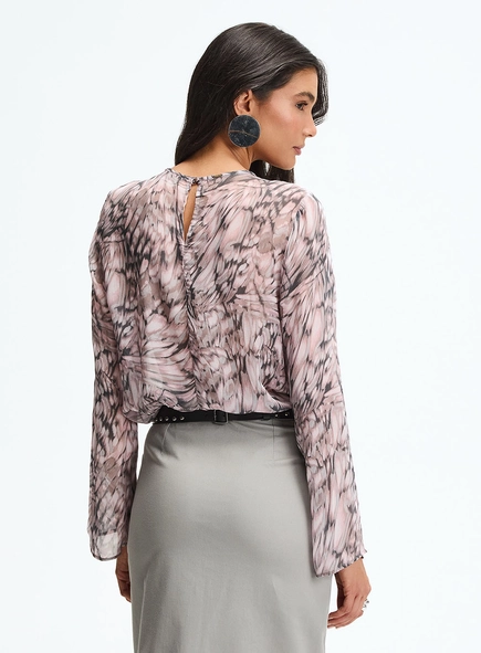 Blusa Godê Estampada Manga Longa