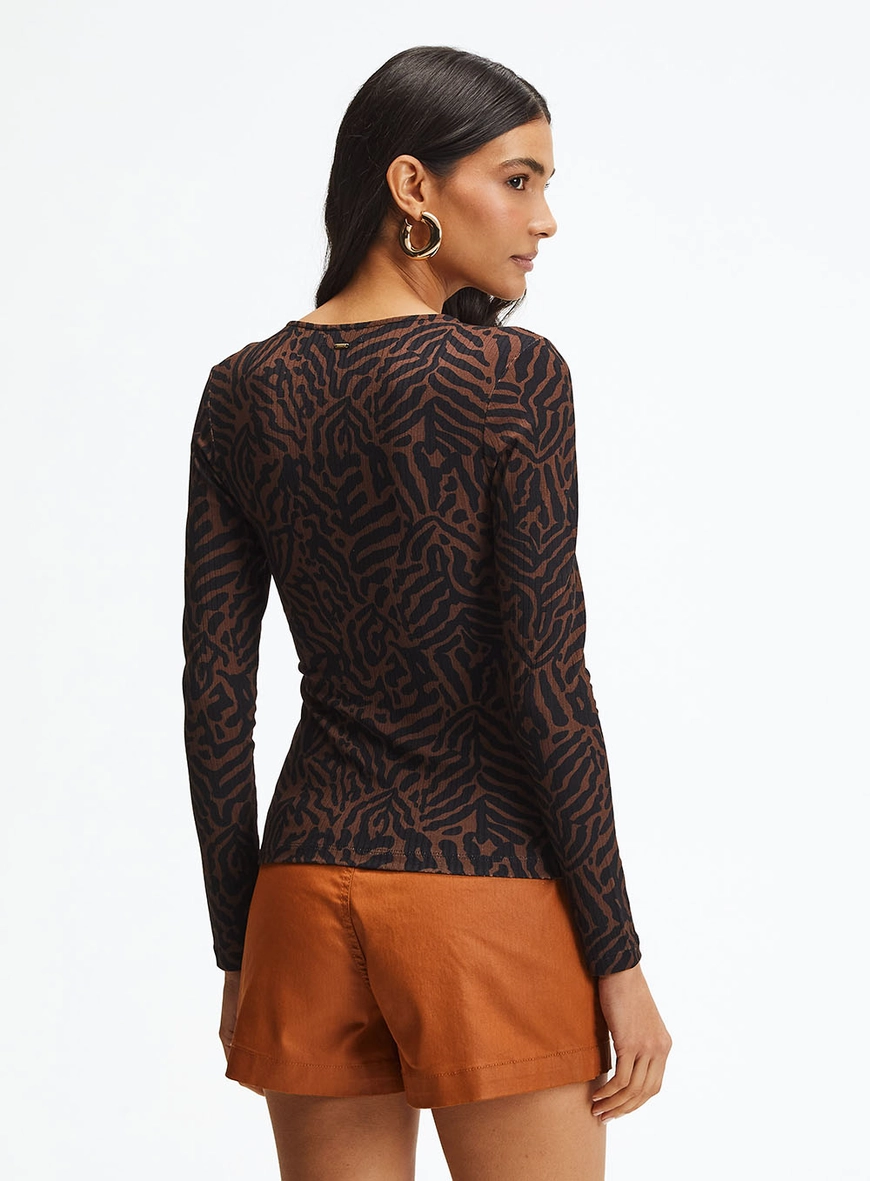 Blusa Slim Manga Longa Estampada Estampados 4