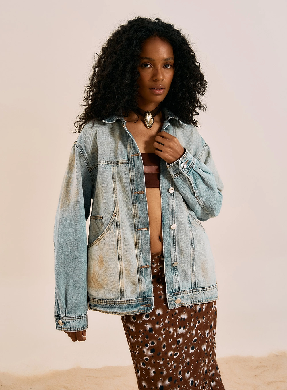 Jaqueta Jeans Oversized Azul 2