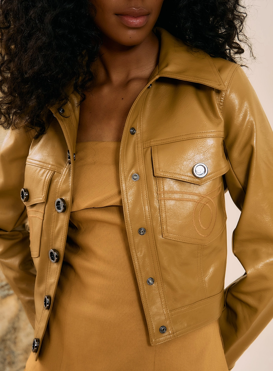 Jaqueta Cropped Pu Amarelo 3