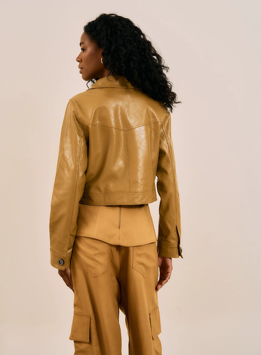 Jaqueta Cropped Pu Amarelo 4