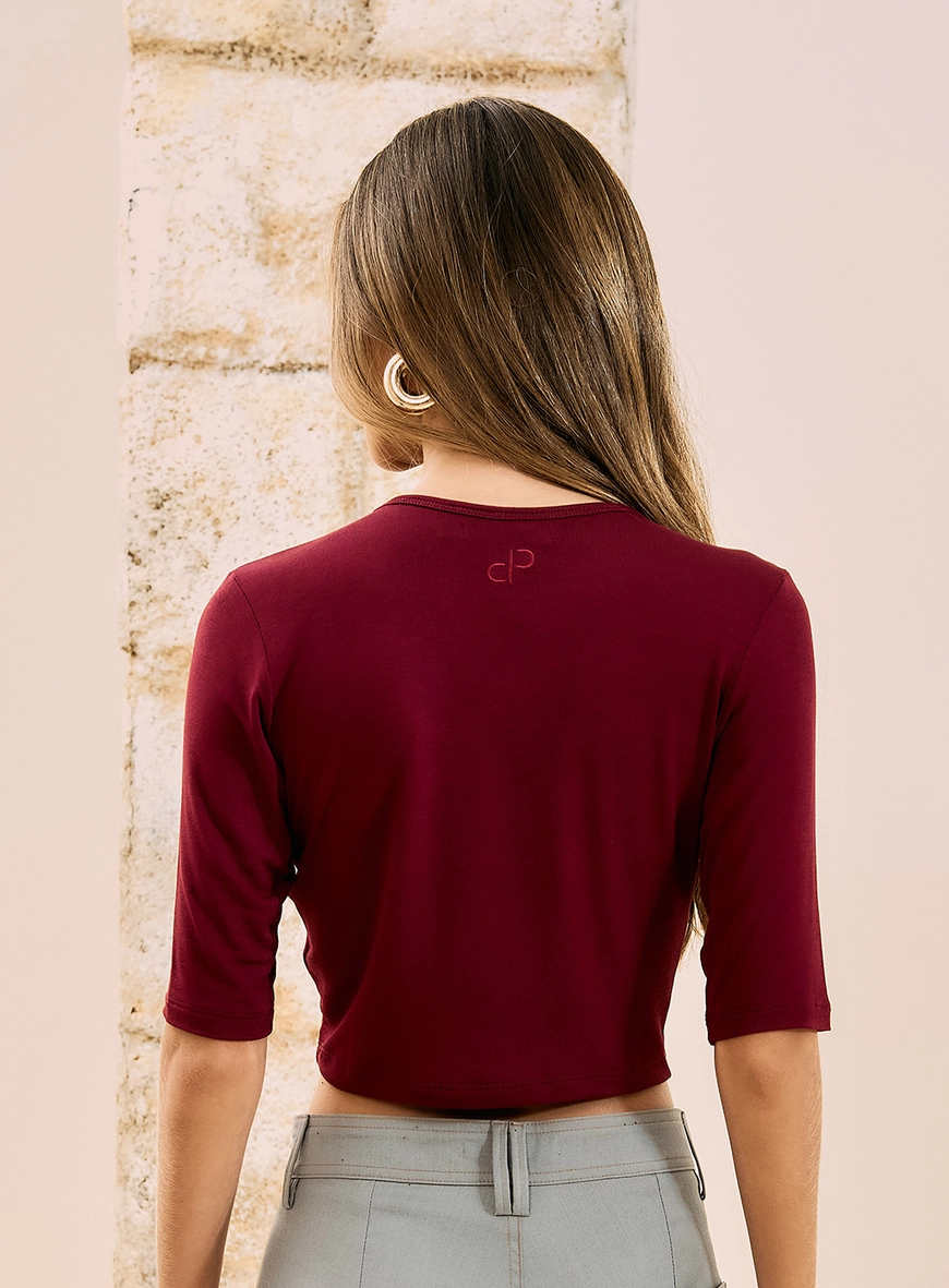 Blusa Cropped Slim Bordo 2