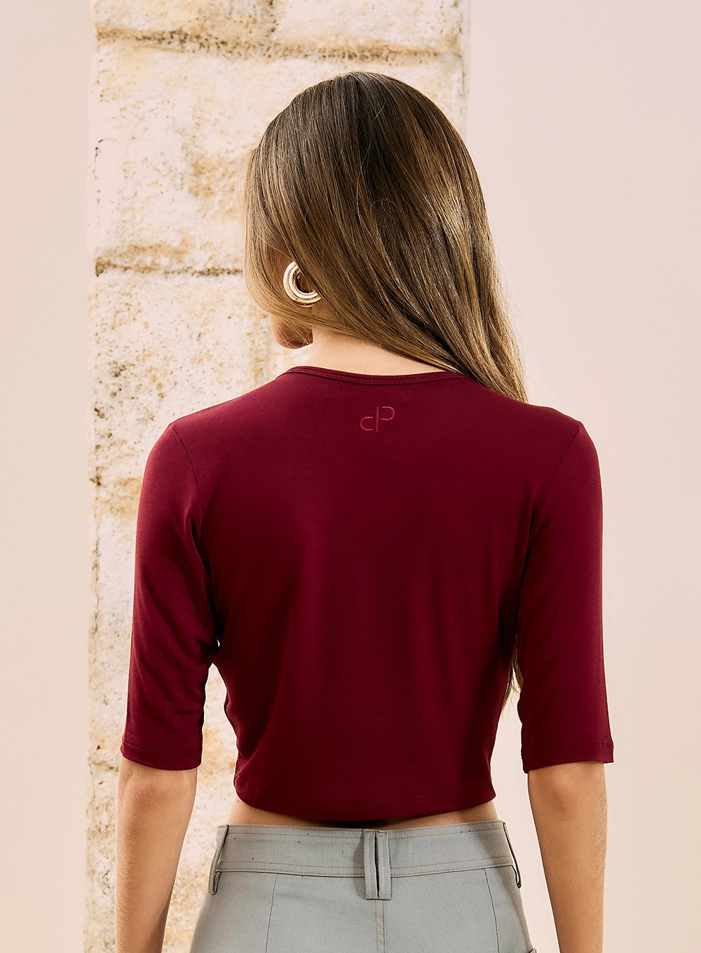 Blusa Cropped Slim Bordo 2