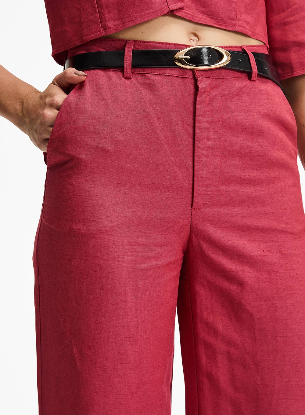Calça Alfaiataria Reta Ampla Vermelho 3