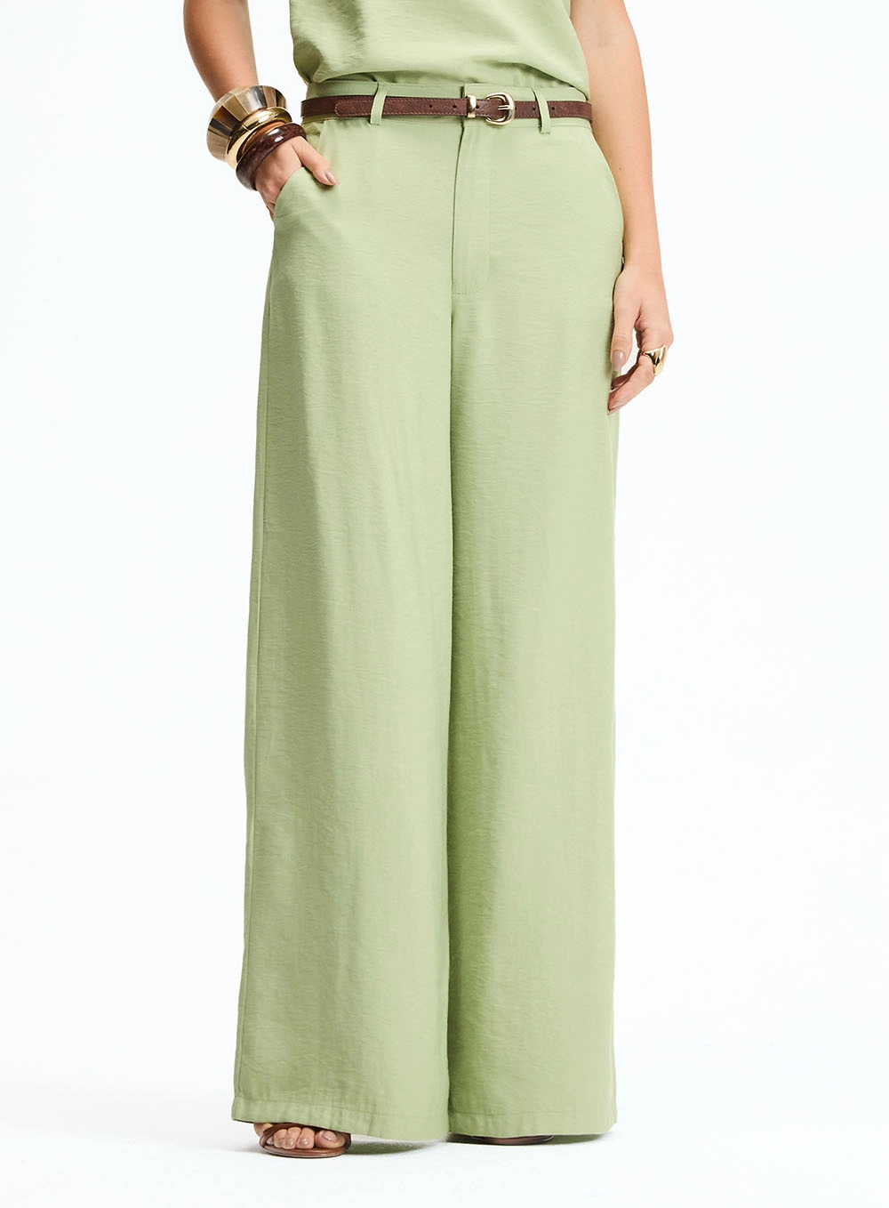 Calça Alfaiataria Pantalona Verde 2