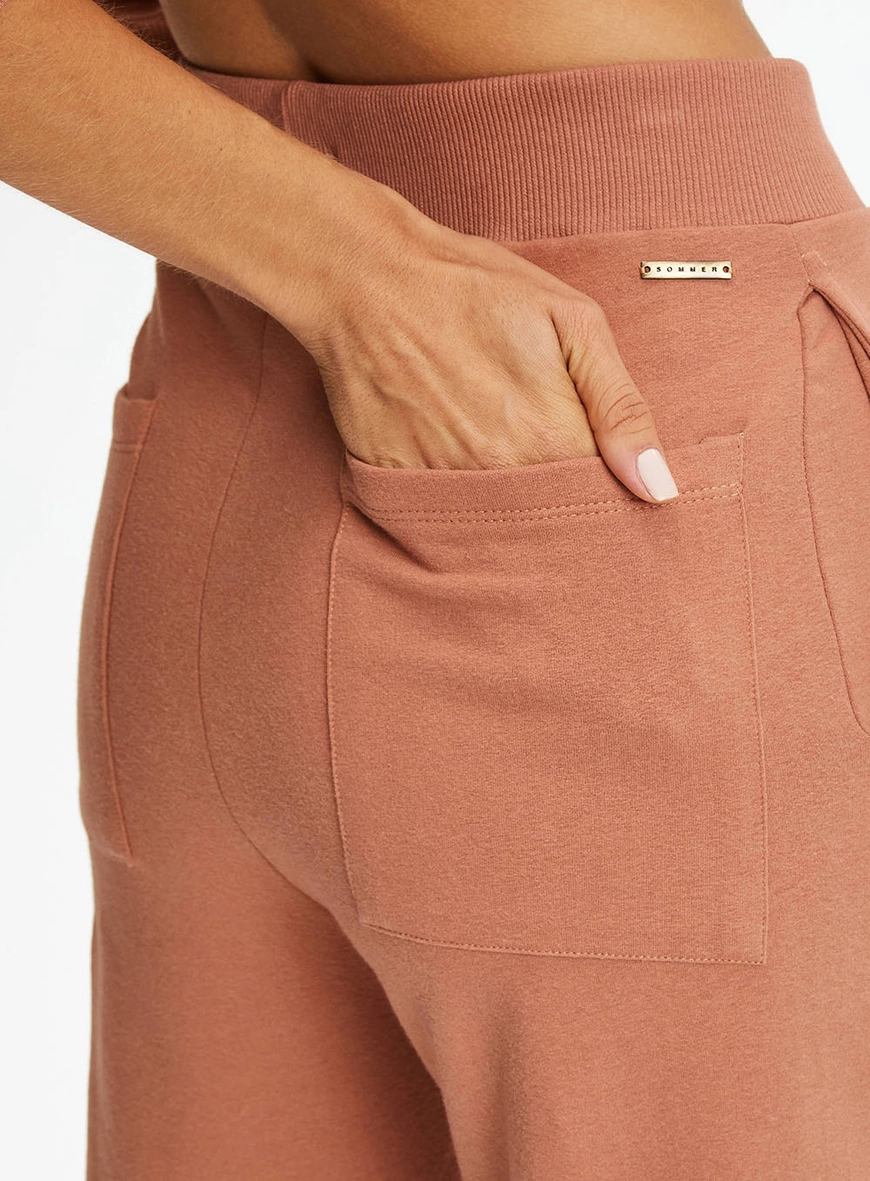 Calça Moletom Reta Cós Ribana Marrom 3