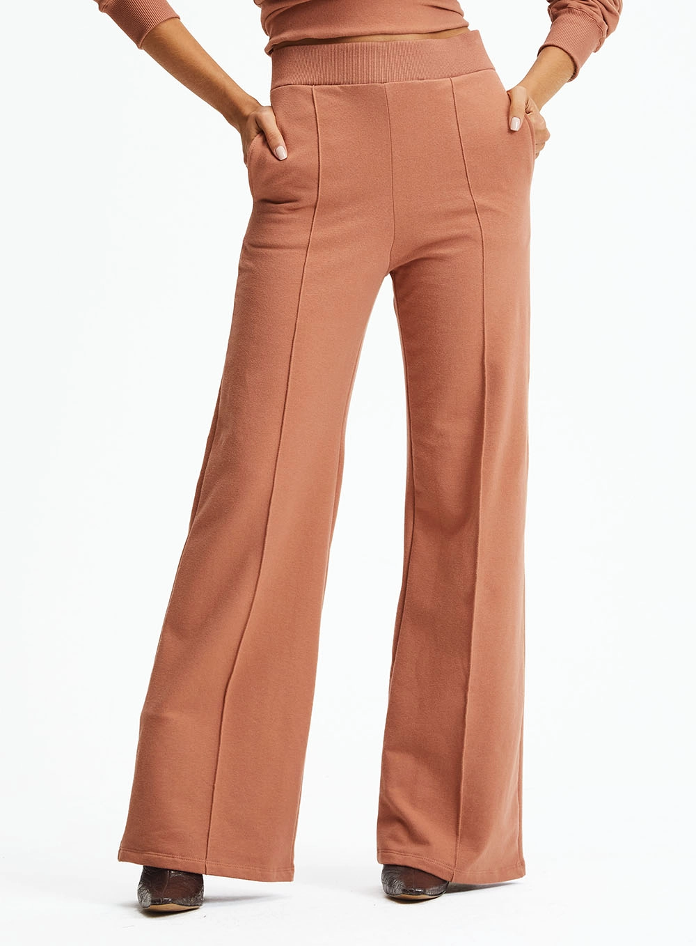 Calça Moletom Reta Cós Ribana Marrom 2