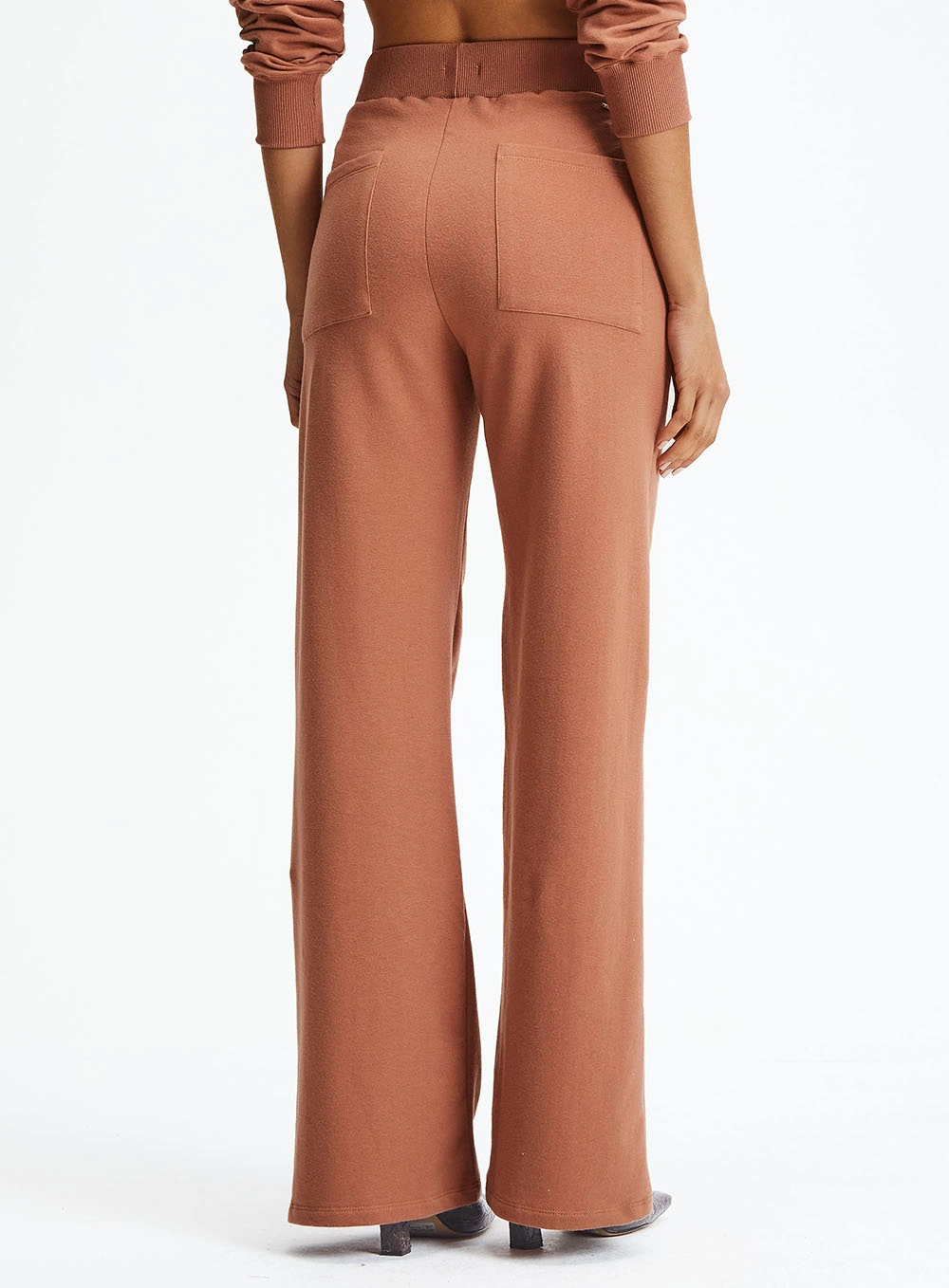 Calça Moletom Reta Cós Ribana Marrom 4