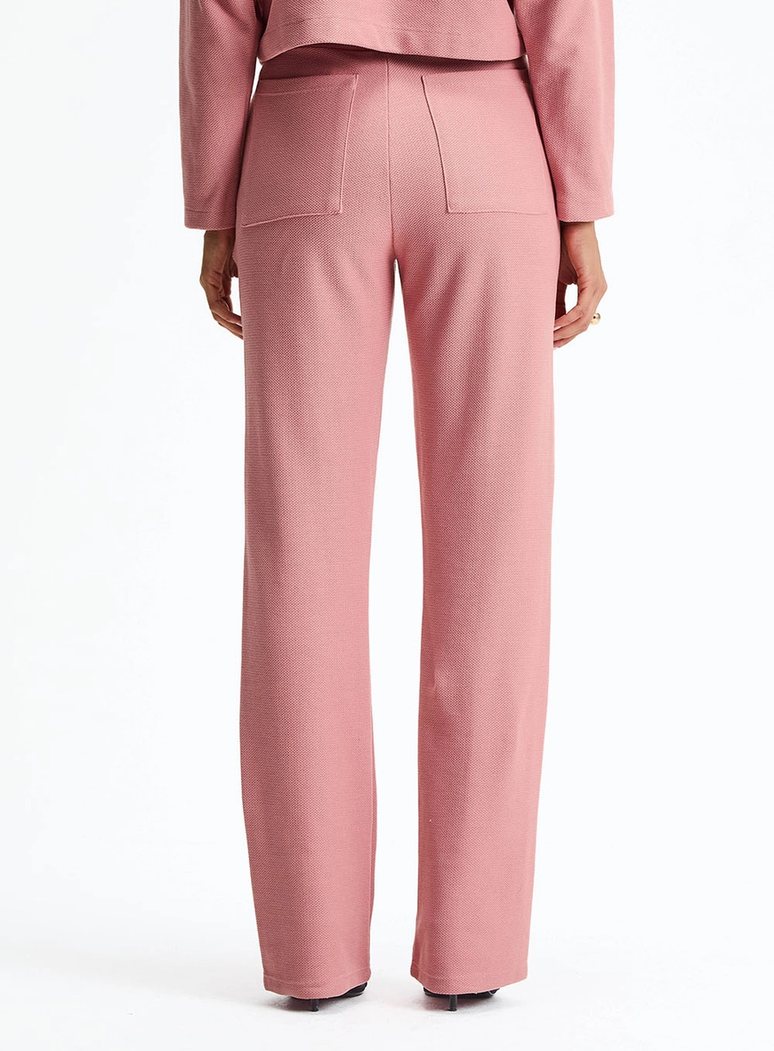 Calça Alfaiataria Cintura Alta Texturizada Rosa 4
