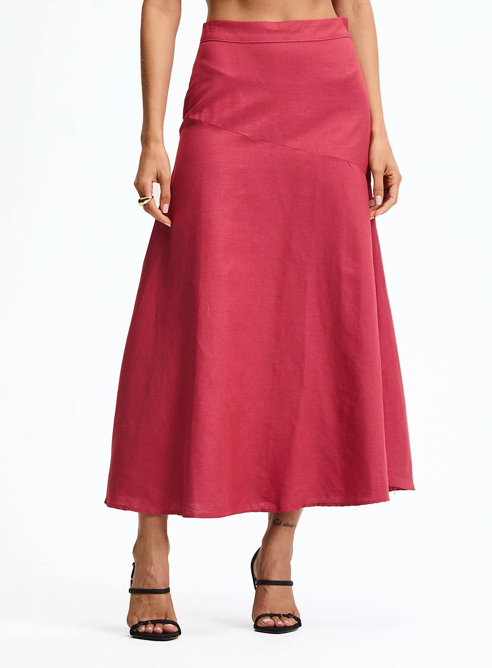 Saia Midi Evasê Vermelho 2