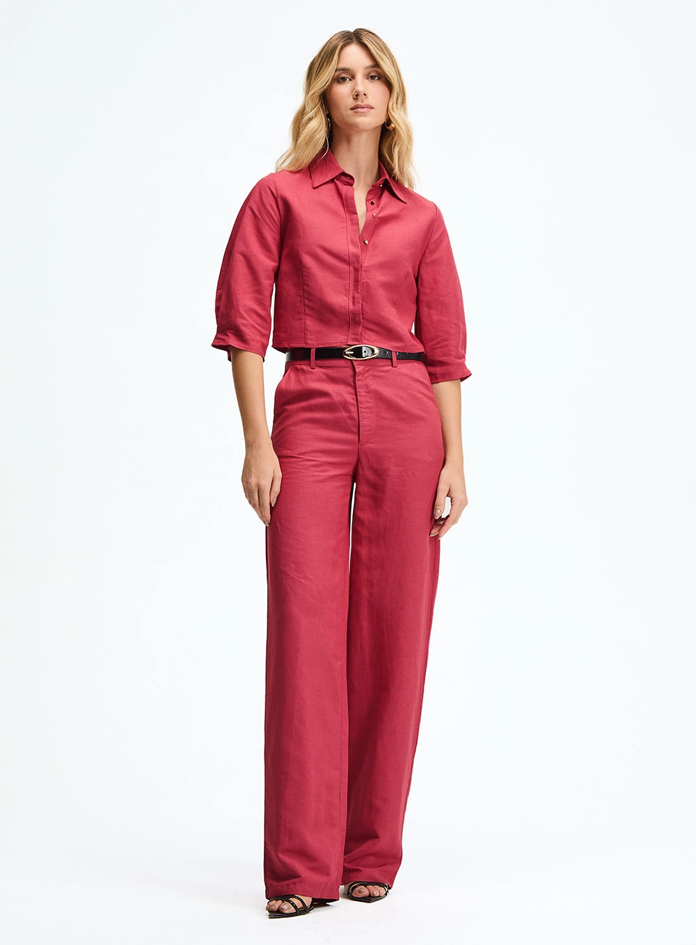 Camisa De Alfaiataria Comfort Com Manga Sino Vermelho 4