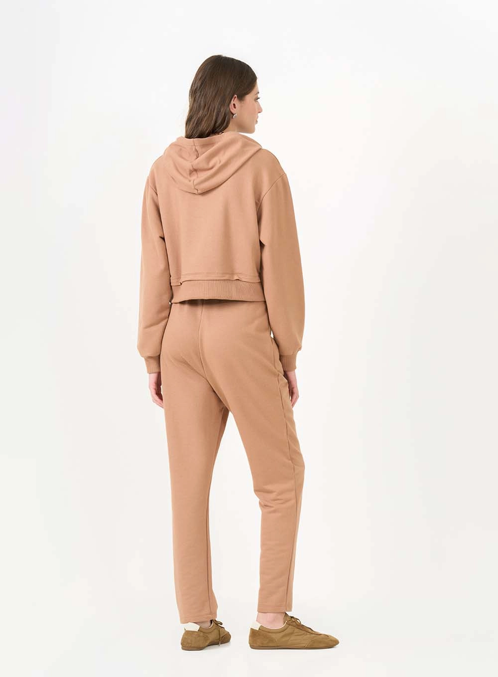 Calça De Moletom Reta Cintura Alta Marrom 2