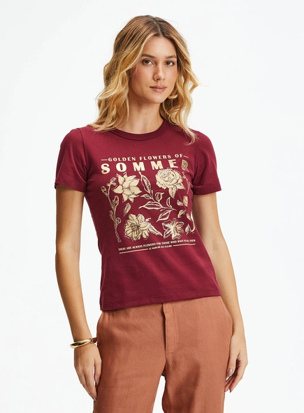 Camiseta Feminina Slim Estampada