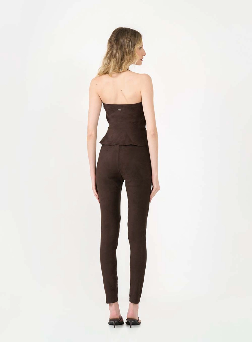 Calça Legging Suede Marrom 2