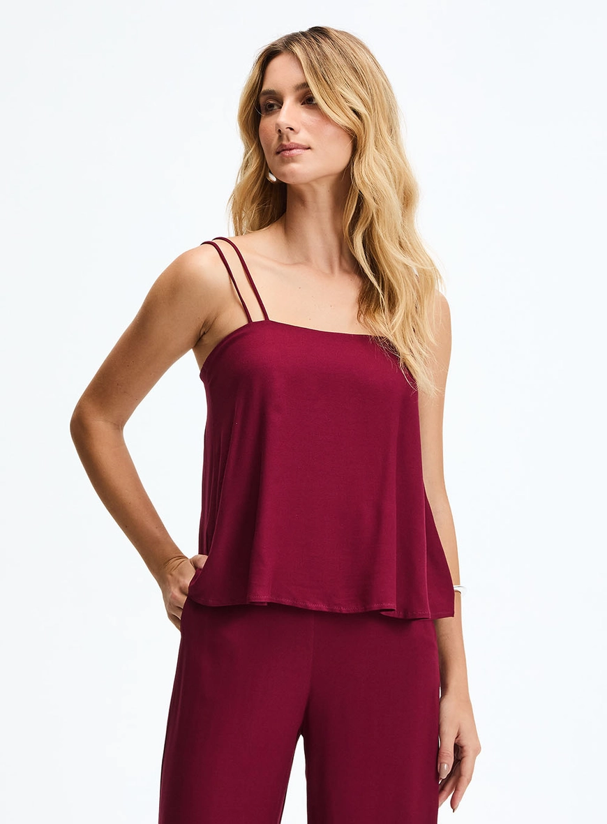 Blusa Evasê De Alças Bordô 1