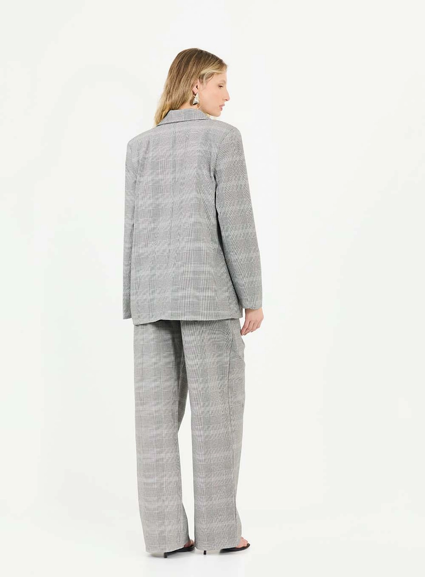 Calça Alfaiataria Solta Xadrez Estampados 2