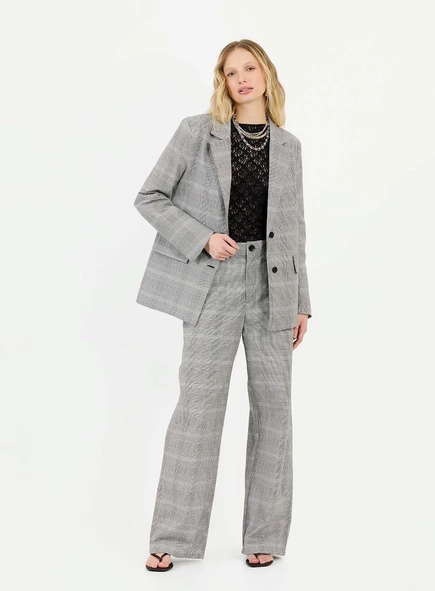 Calça Alfaiataria Solta Xadrez