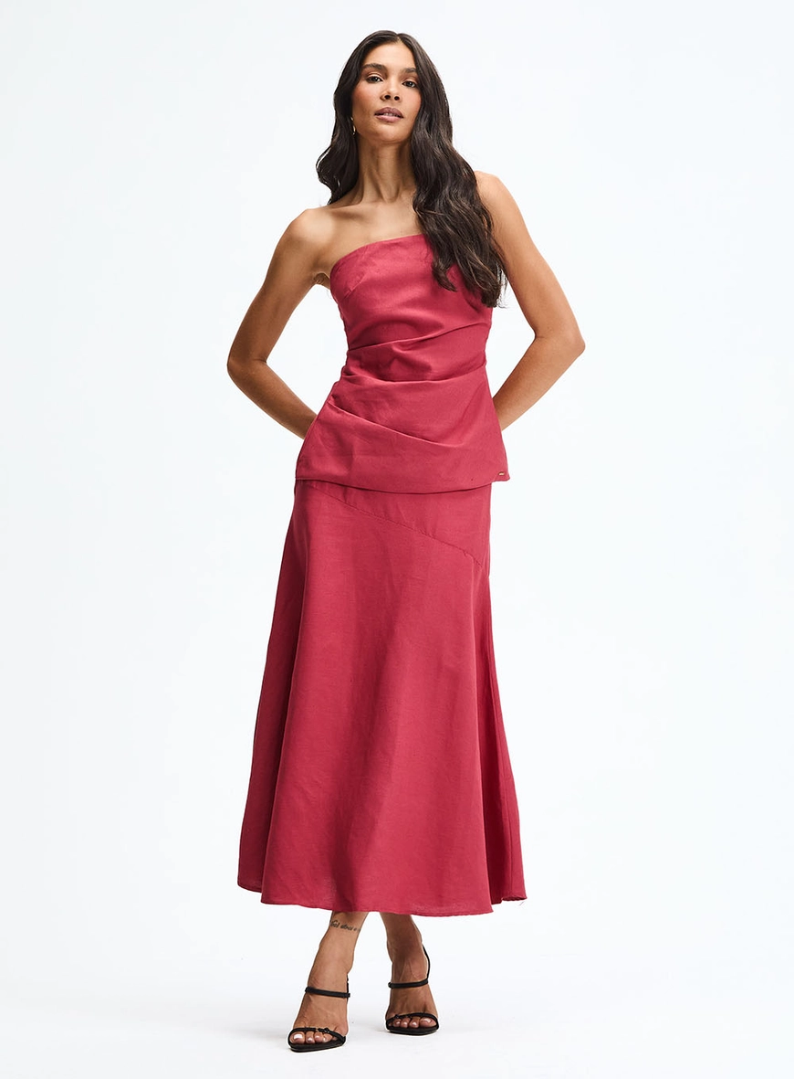 Blusa Alfaiataria Strapless Vermelho 4