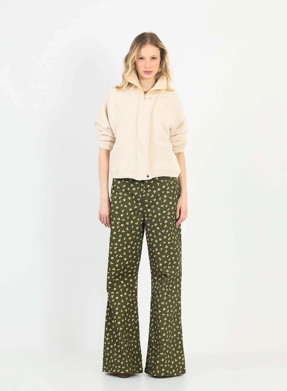 Calça Sarja New Flare Green Liberty Estampados 1