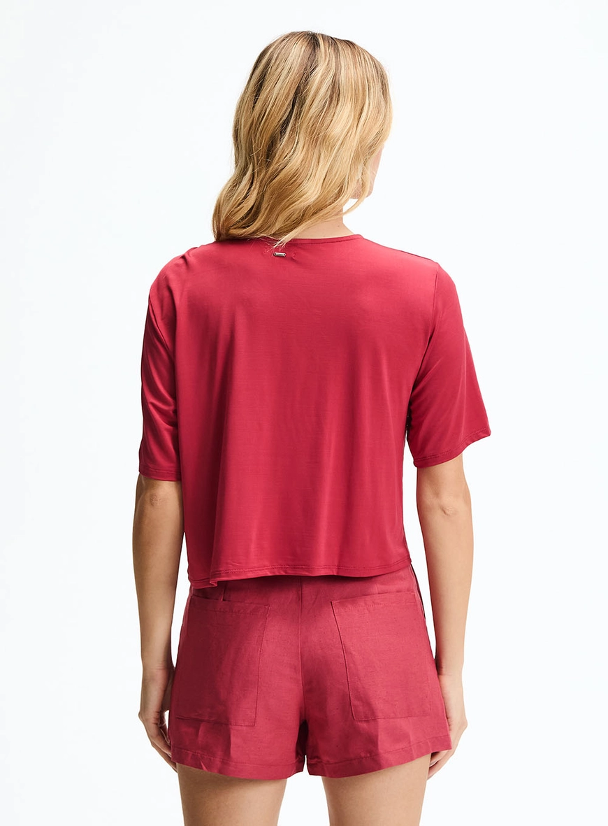Blusa Feminina Boy De Manga Curta Vermelho 3