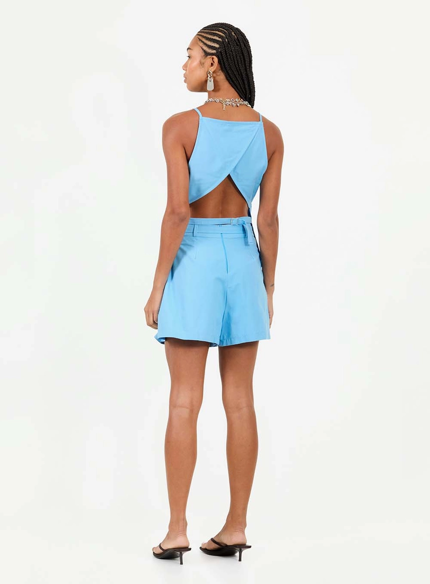 Short Saia Com Cinto Azul 2