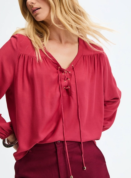 Blusa Oversized De Manga Longa Com Amarração