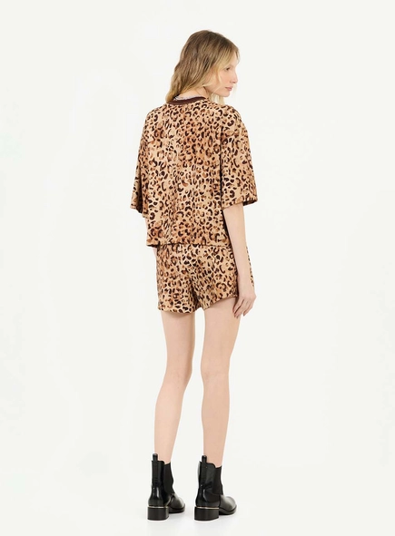 Short Estampado Com Cadarço Trapeze Médio