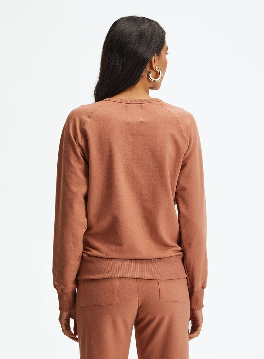 Blusão Moletom Feminino Reglan Com Detalhes Marrom 3
