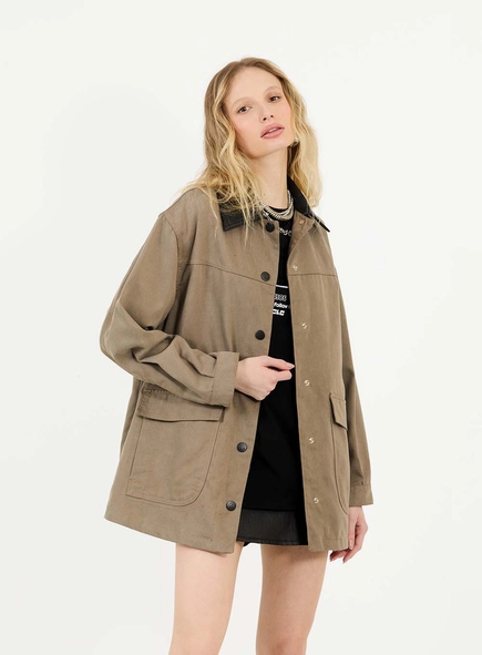 Jaqueta Parka Com Gola De Pu