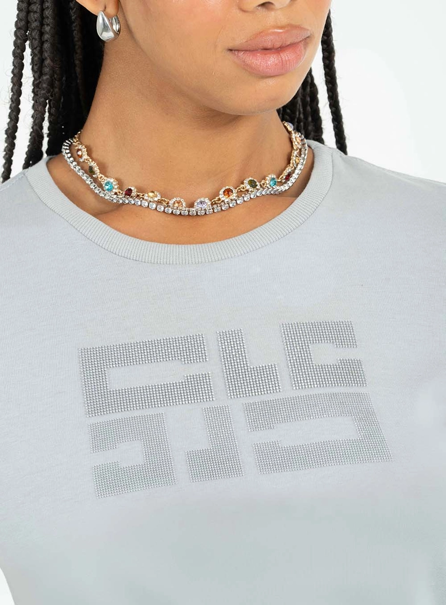 Camiseta Básica Slim Com Estampa Cinza 3