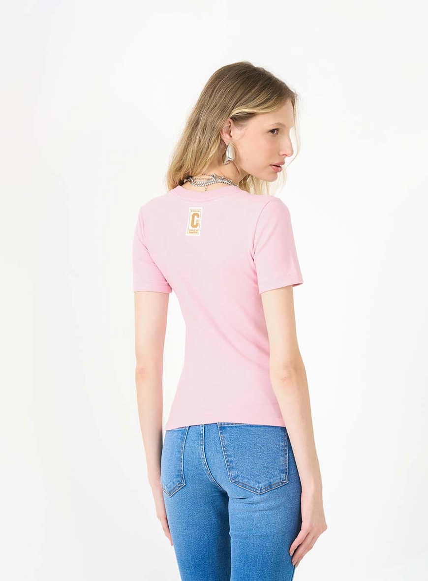 Camiseta Baby Look Com Detalhe Rosa 2