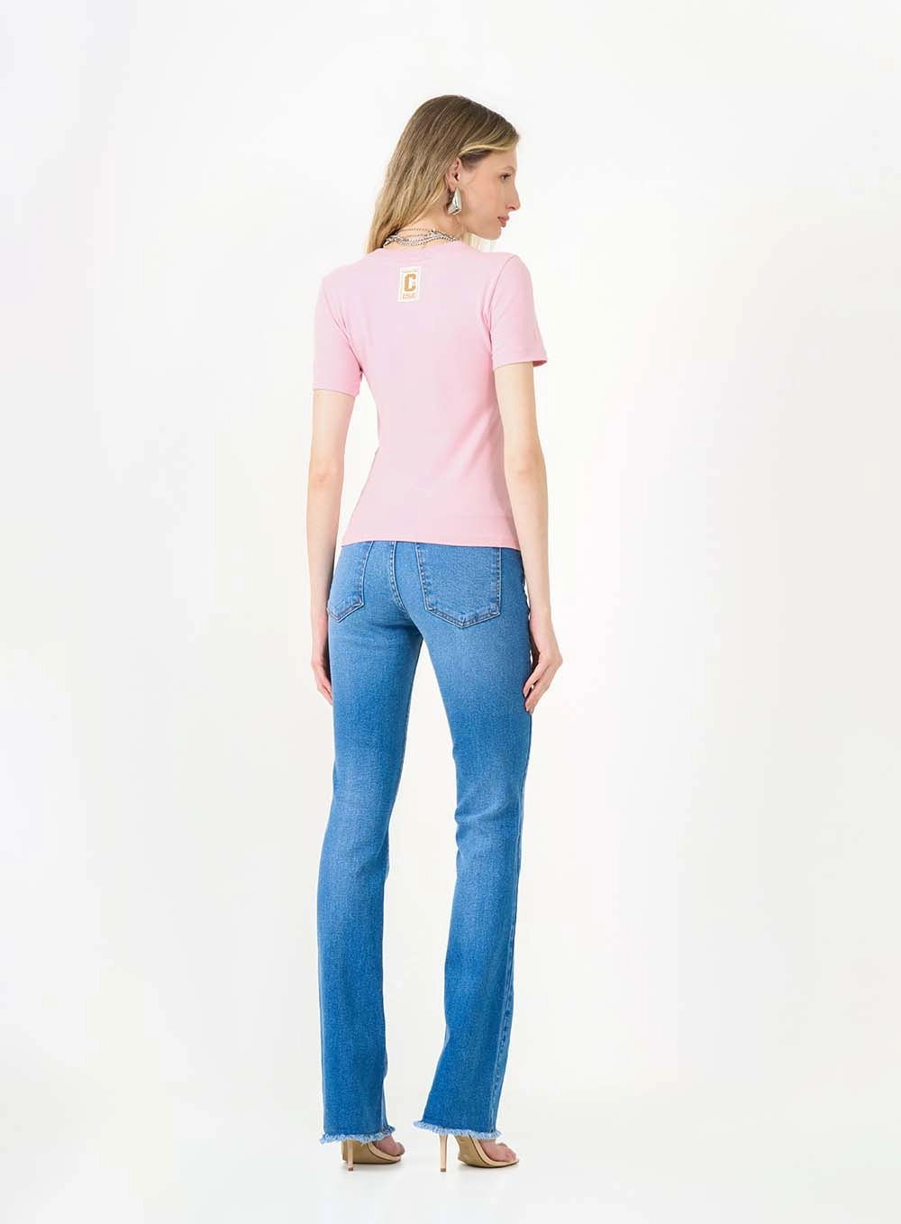 Camiseta Baby Look Com Detalhe Rosa 5