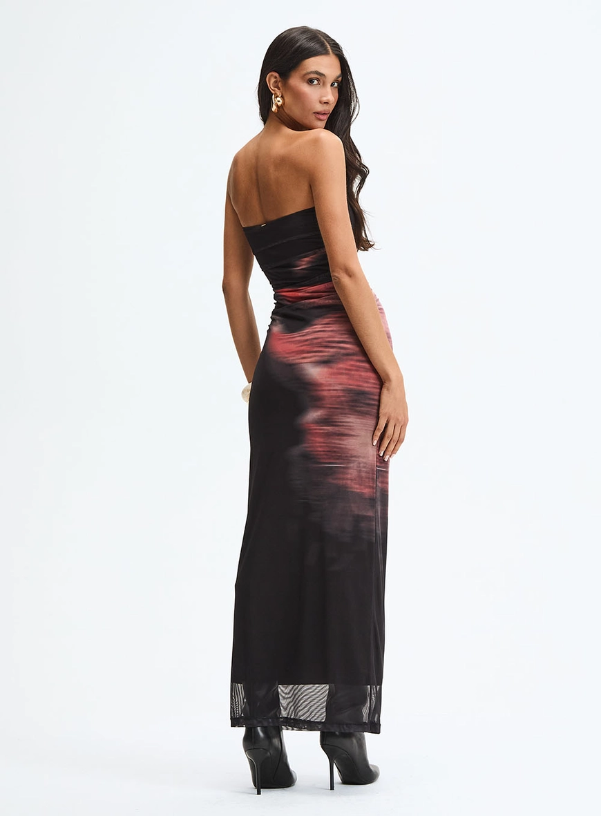 Vestido Tule Longo Slim Estampado Estampados 4