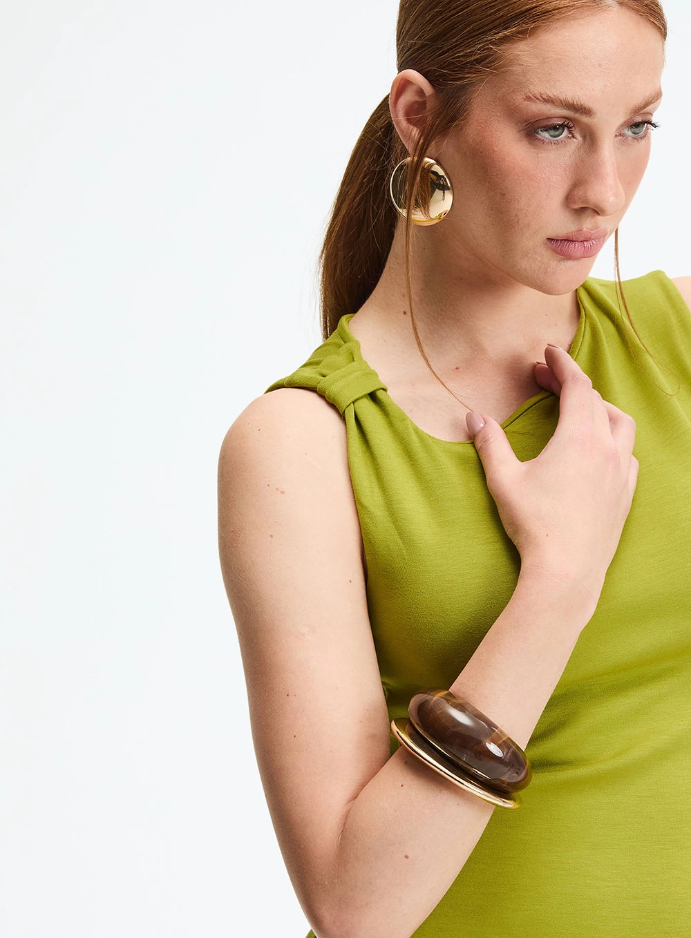 Vestido Midi Slim Com Detalhe Torcido Verde 3