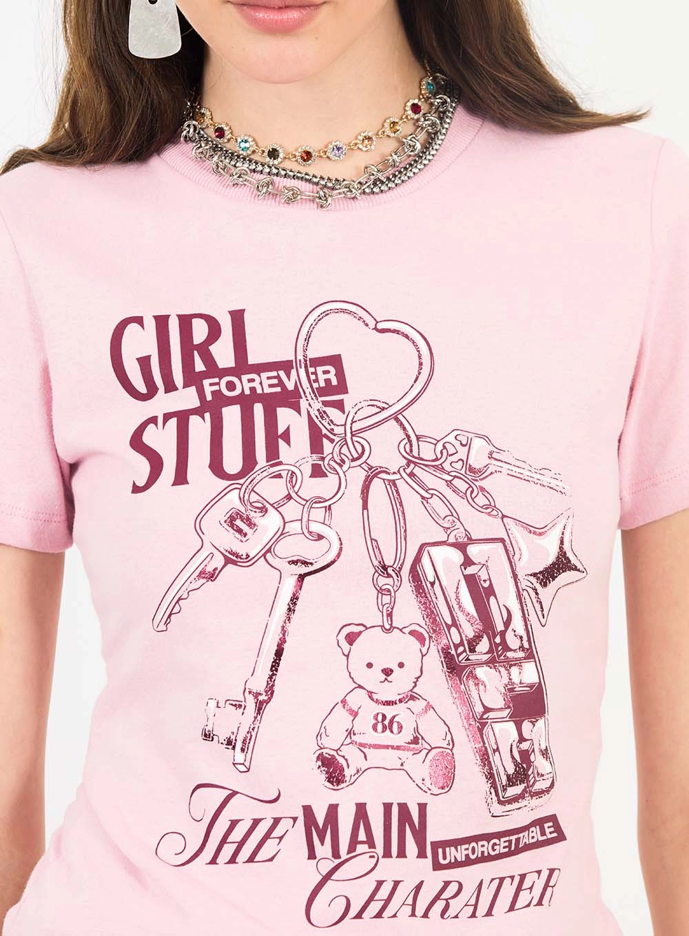 Camiseta Feminina Slim Estampada Rosa 3