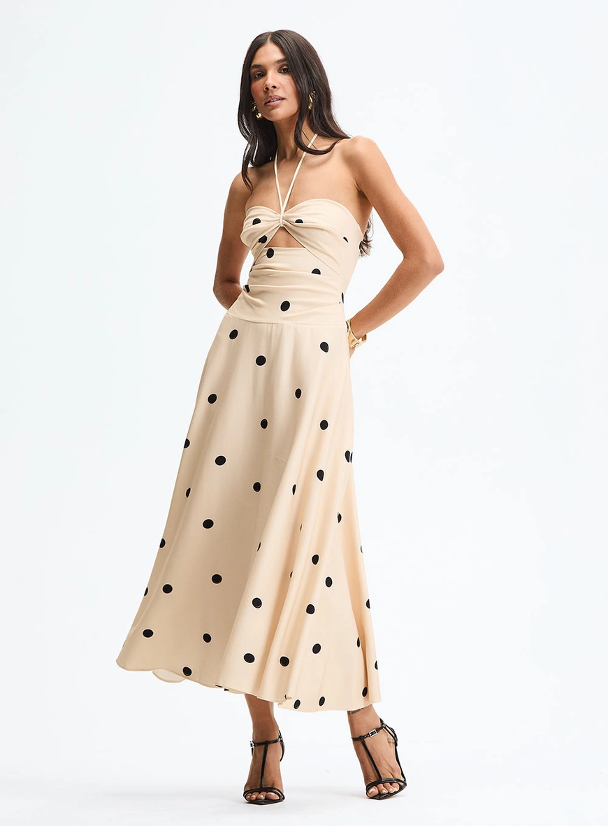 Vestido Midi Slim Com Frente Única Estampados 1