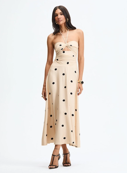 Vestido Midi Slim Com Frente Única