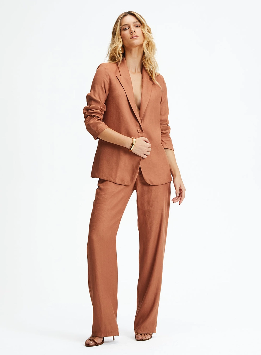 Blazer Comfort Com Linho Marrom 1