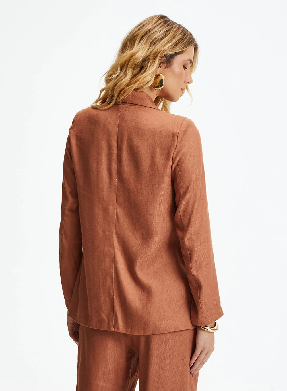 Blazer Comfort Com Linho Marrom 4