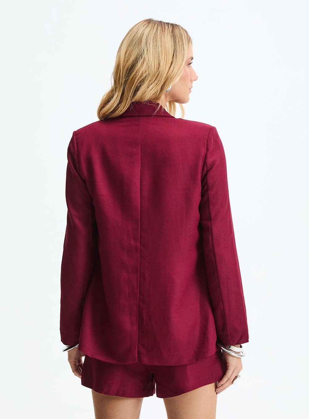 Blazer Comfort Com Linho Bordô 4