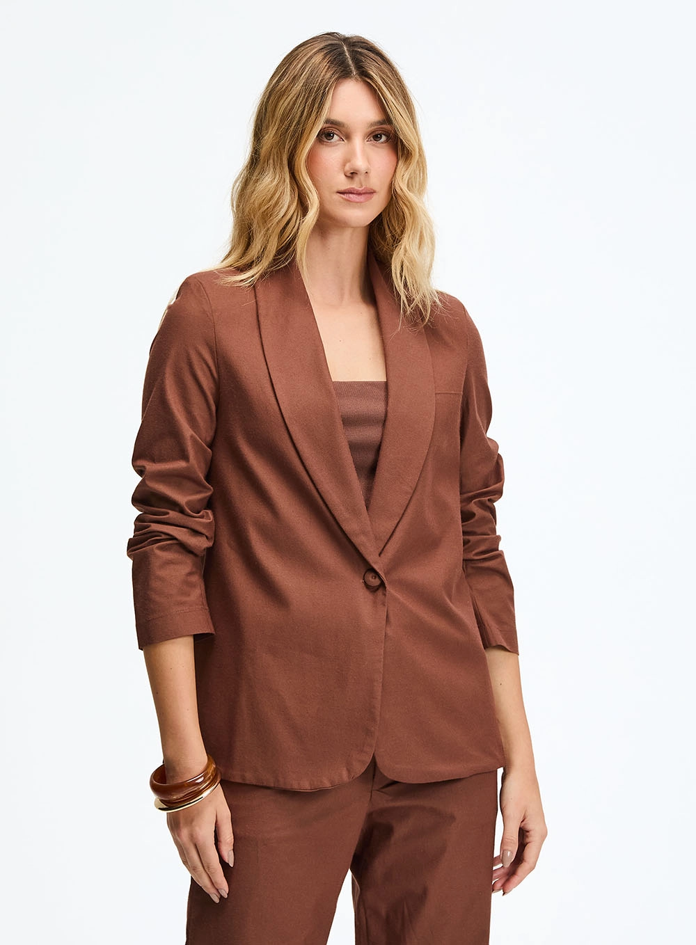 Blazer Comfort Sem Detalhes Marrom 1