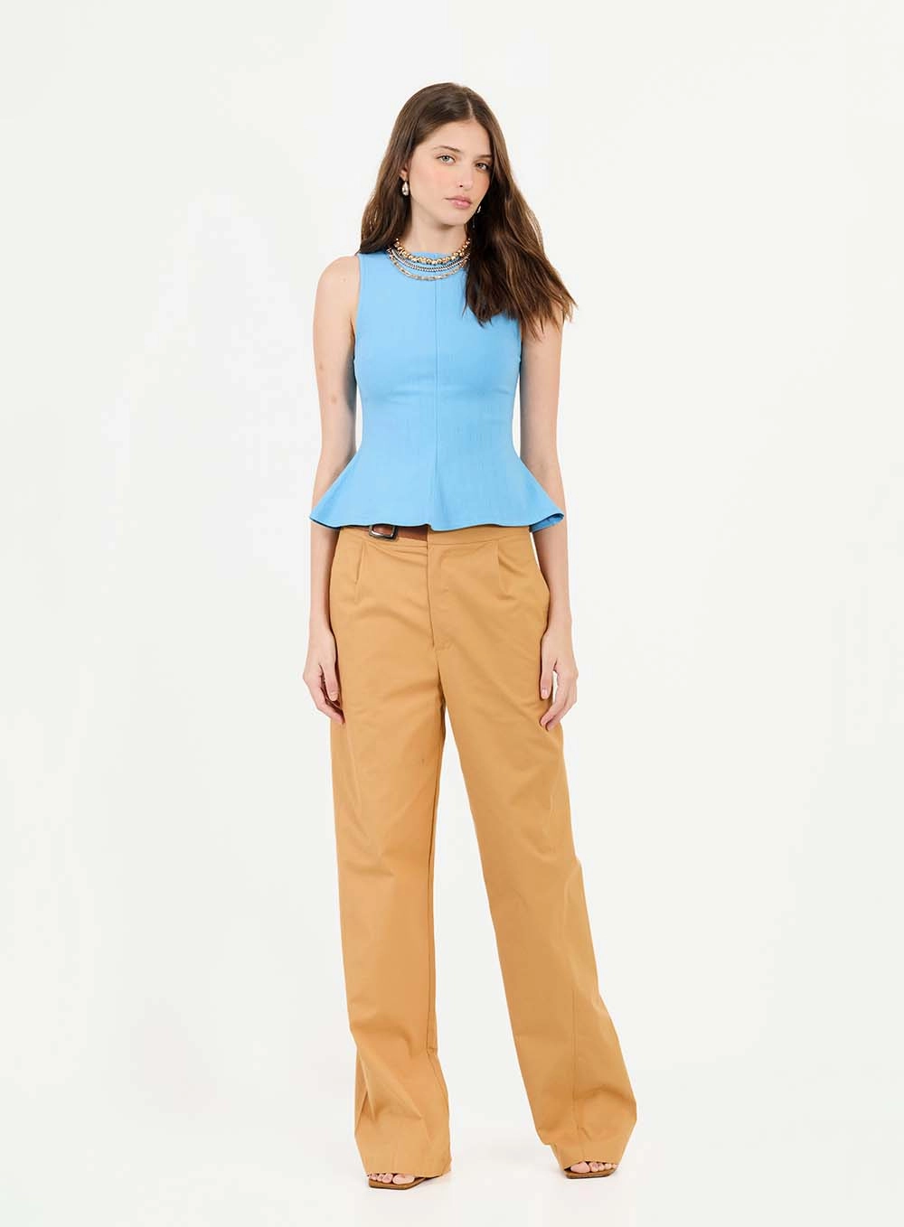 Blusa Evasê Canelada Azul 3